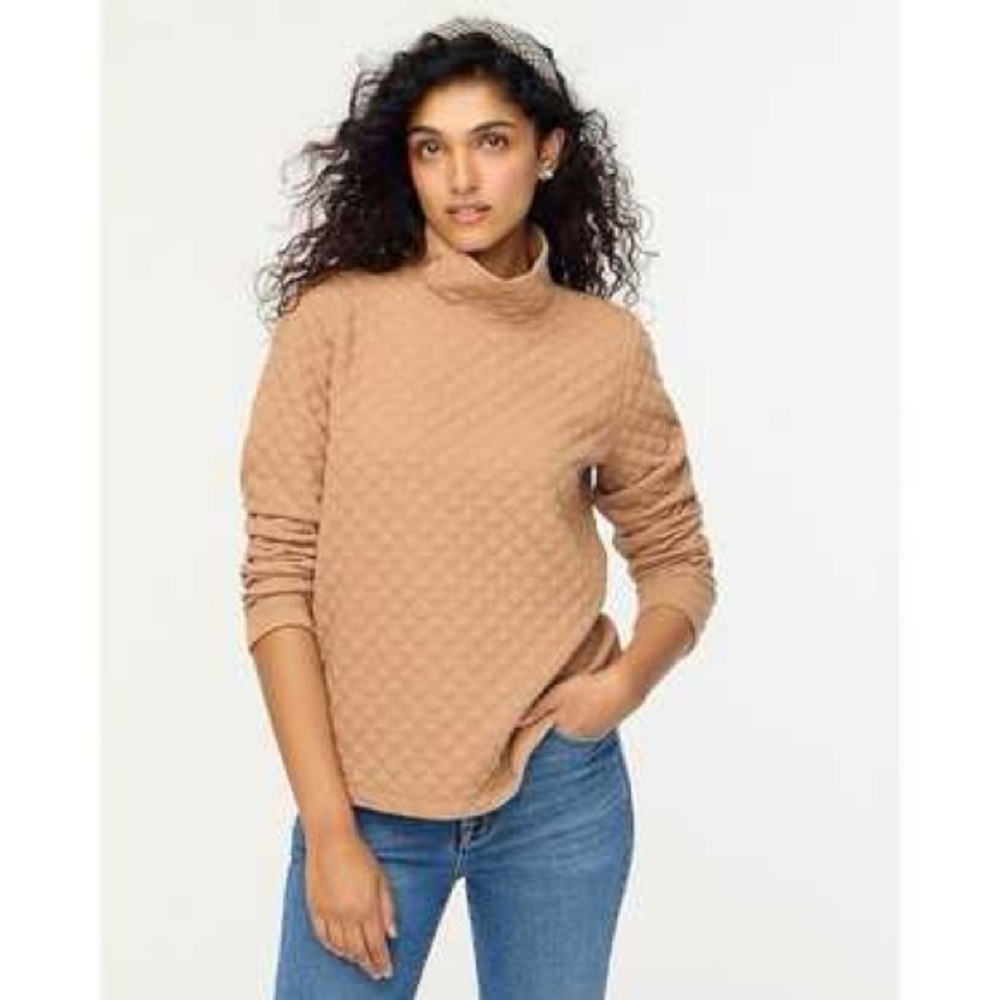 J. Crew Beige Quilted Mock Neck Sweater Size XL